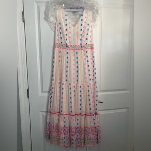 Lilly Pulitzer deep V maxi dress with all over embroidery